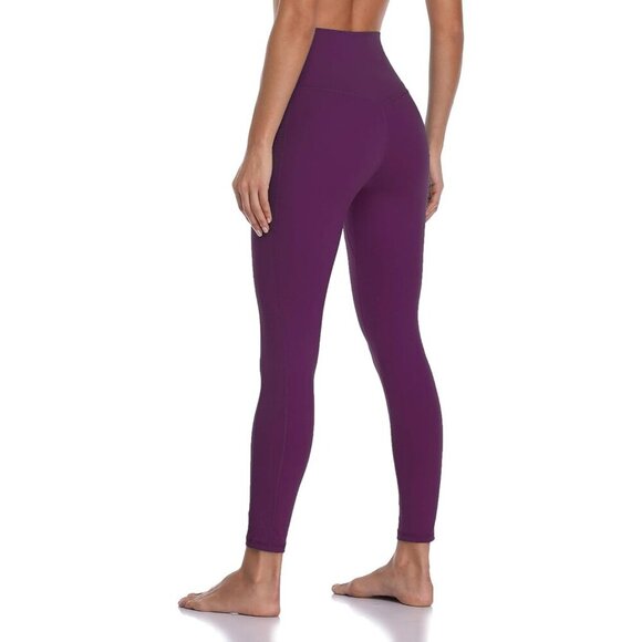 Women's High Waisted Yoga Pants 7/8 Length Leggings with Pockets Purple - Picture 5 of 6